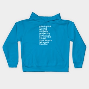 South Jersey Beaches List (distressed) Kids Hoodie